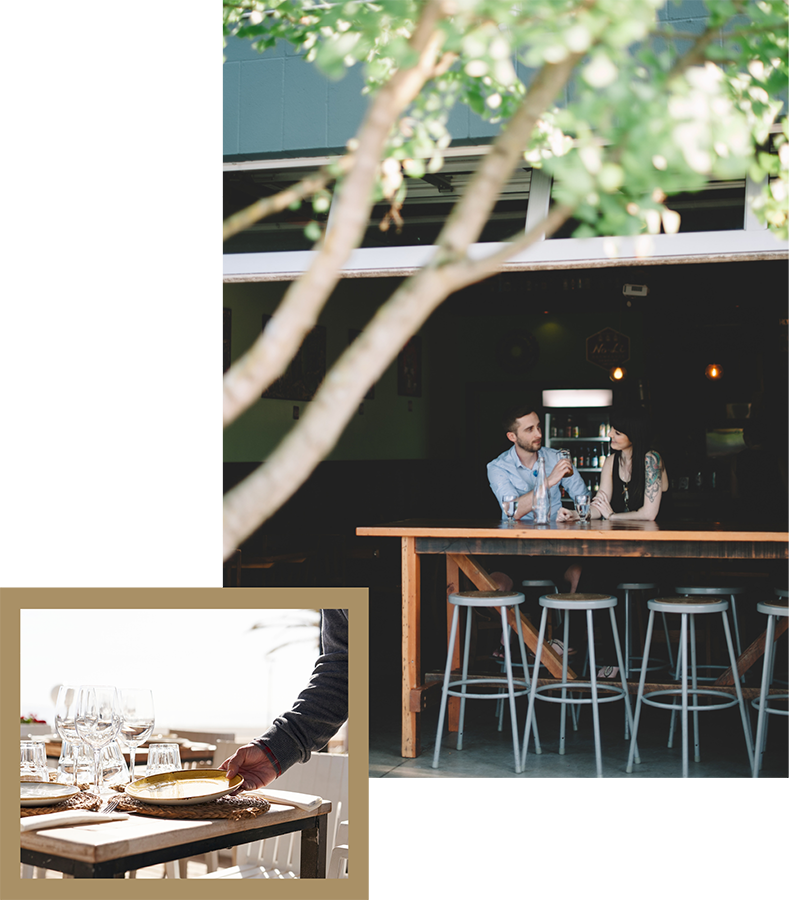 Couple dining at neighborhood restaurant