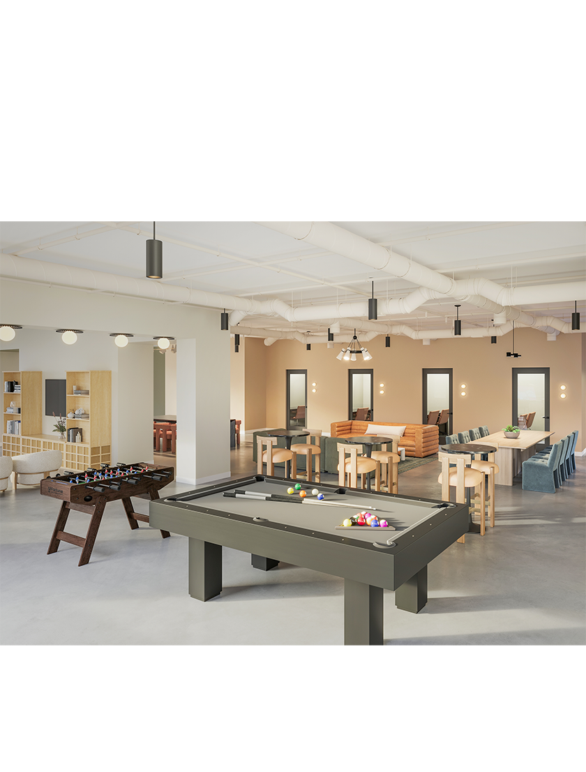 Outdoor rooftop lounge area. 